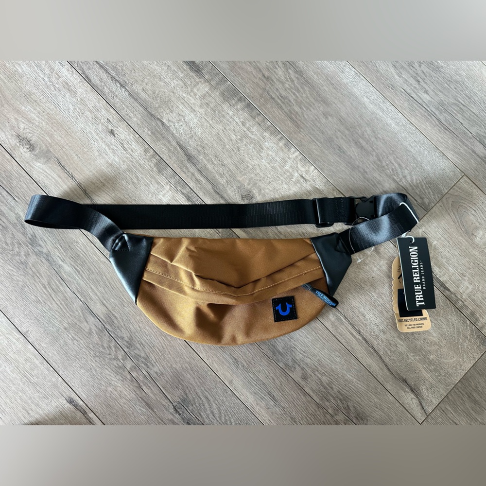 True Religion Men's Tan and Black Belt Bag